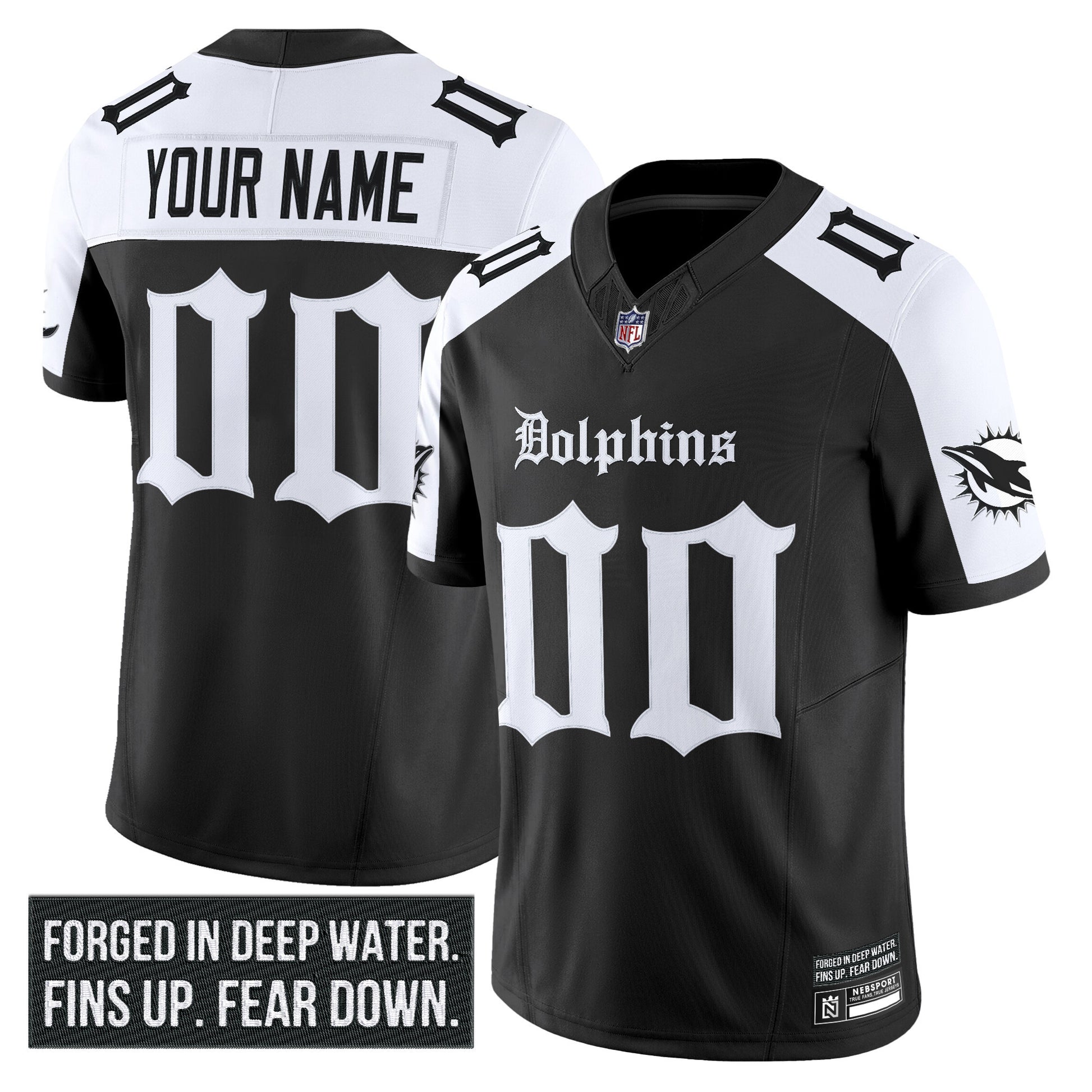 Miami Dolphins 'Gothic Deep Water Edition' Vapor Limited Custom Jersey - All Stitched