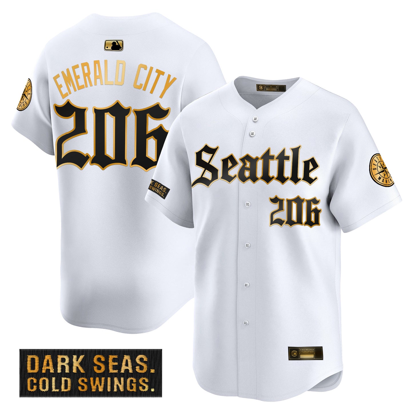 Men's Seattle Mariners 'Deep Sea Gothic Edition' Gold Vapor Premier Limited Jersey - All Stitched