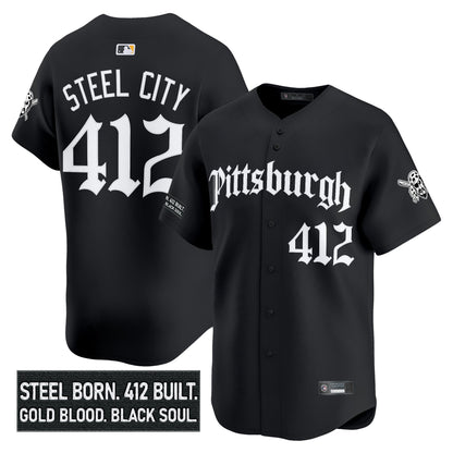 Men's Pittsburgh Pirates 'Gothic Steel City Edition' Vapor Premier Limited Jersey - All Stitched