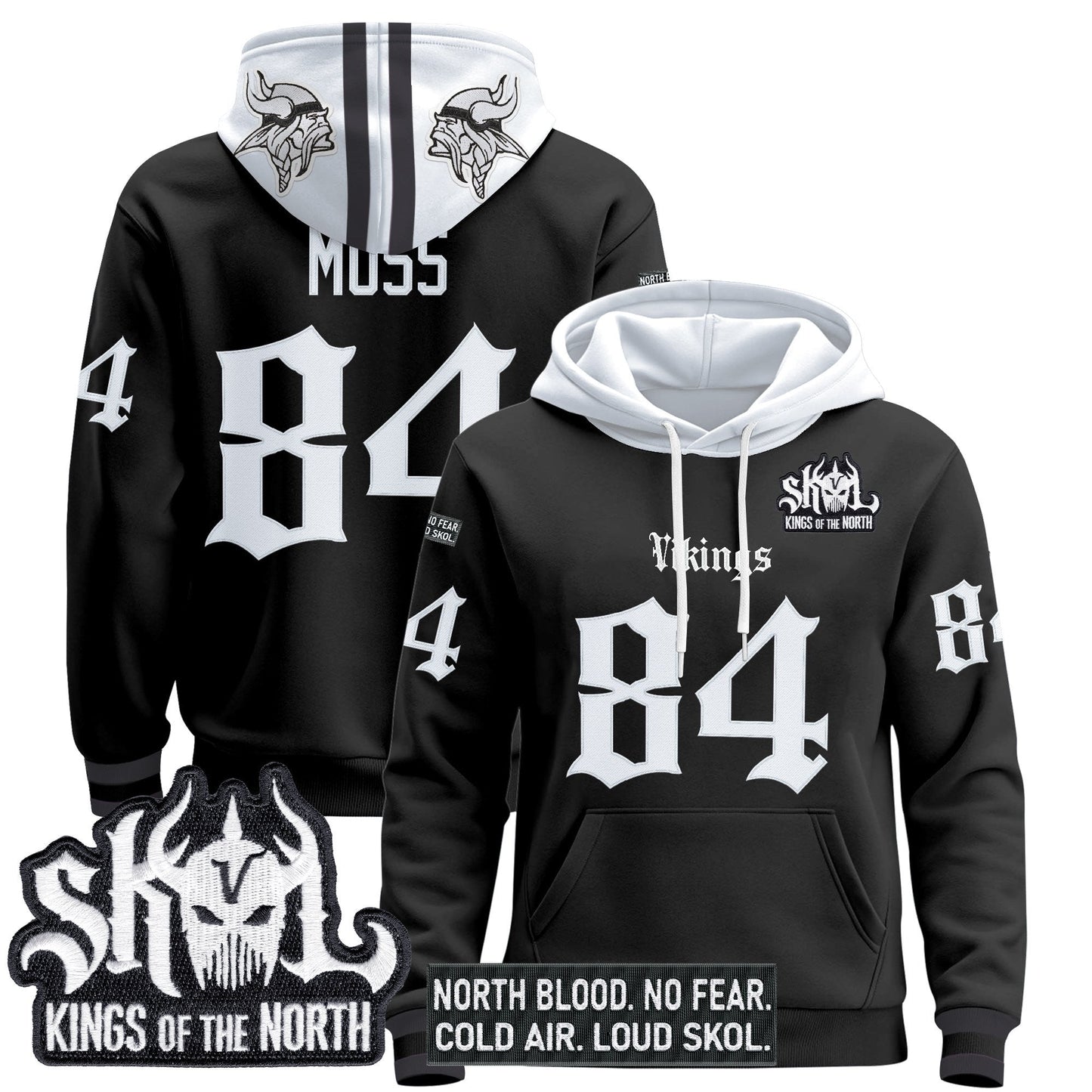 Men's Minnesota Vikings 'Gothic Norseblood Edition' Pullover Hoodie - All Stitched