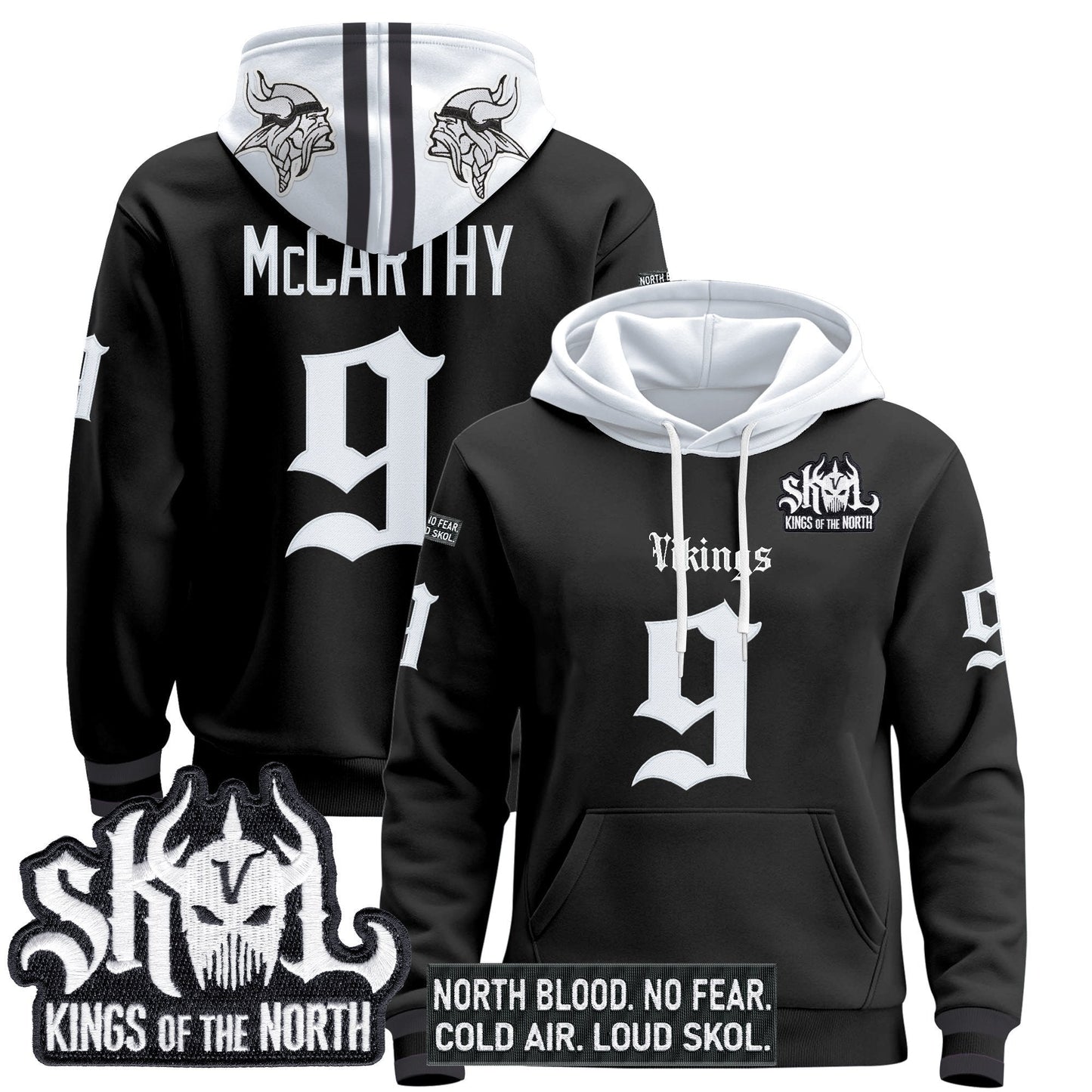 Men's Minnesota Vikings 'Gothic Norseblood Edition' Pullover Hoodie - All Stitched