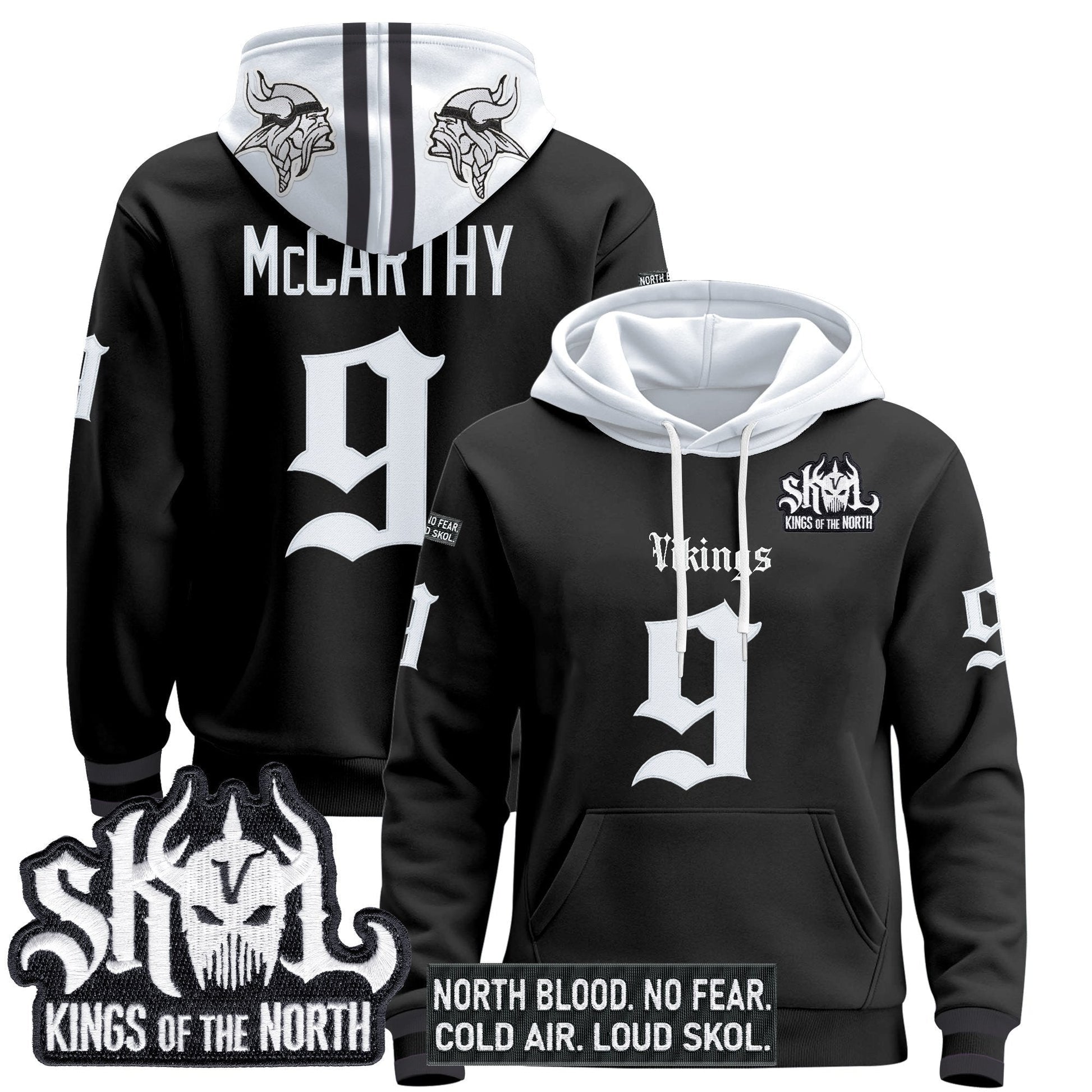 Men's Minnesota Vikings 'Gothic Norseblood Edition' Pullover Hoodie - All Stitched