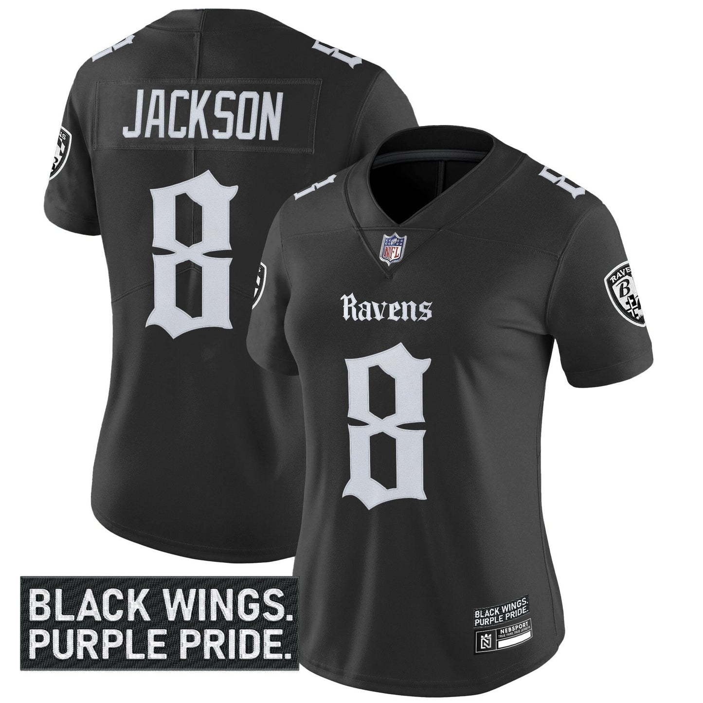 Women's Baltimore Ravens 'Gothic Nevermore Edition' Vapor Limited Jersey - All Stitched