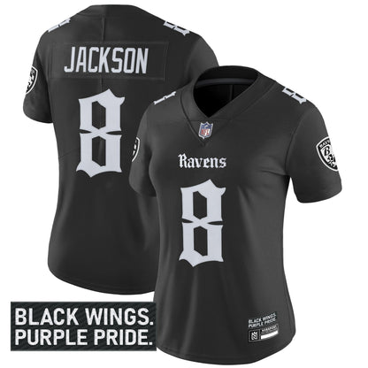 Women's Baltimore Ravens 'Gothic Nevermore Edition' Vapor Limited Jersey - All Stitched