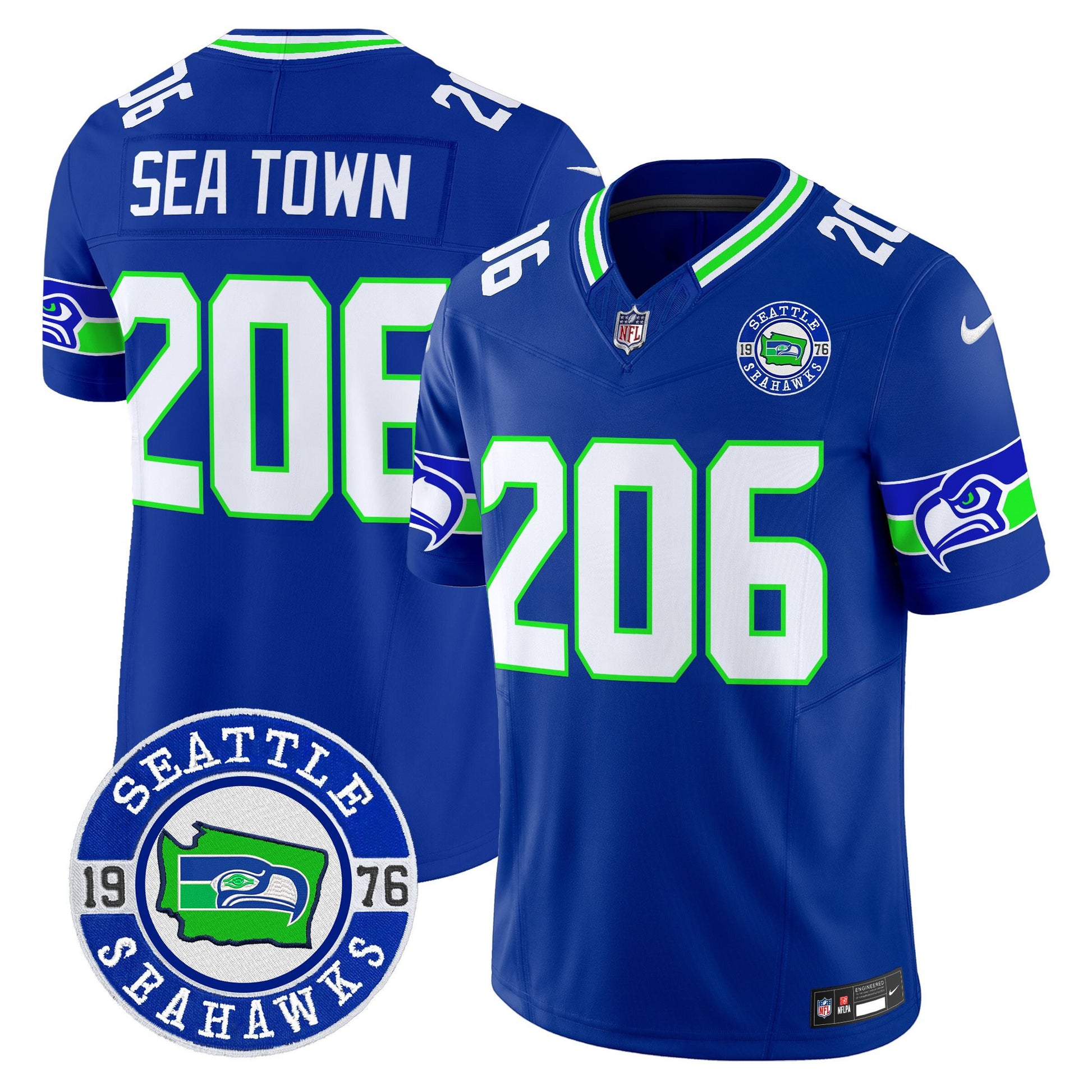 Men's Seahawks 2025 Seattle Est. 1976 Patch Vapor Limited Jersey - All Stitched
