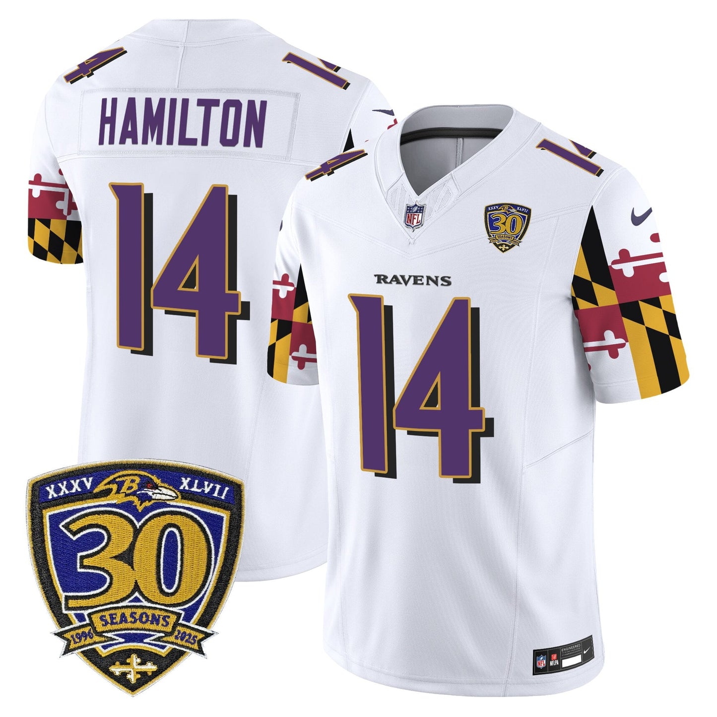 Men's Baltimore Ravens 'Maryland Flag Edition' Vapor Limited Jersey - 30th Anniversary Patch - All Stitched