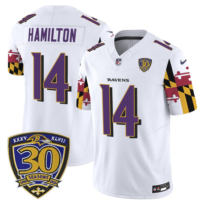 Men's Baltimore Ravens 'Maryland Flag Edition' Vapor Limited Jersey - 30th Anniversary Patch - All Stitched