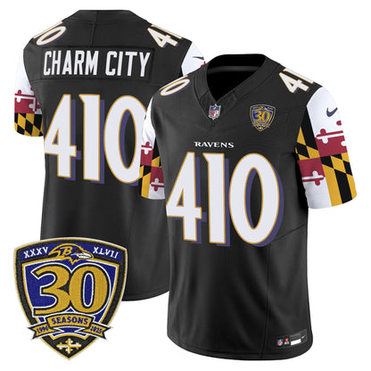 Men's Baltimore Ravens 'Maryland Flag Edition' Vapor Limited Jersey - 30th Anniversary Patch - All Stitched