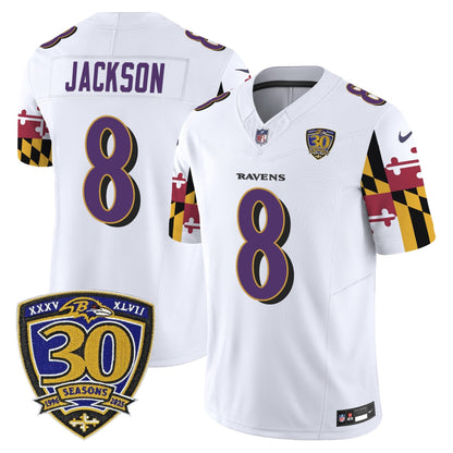 Men's Baltimore Ravens 'Maryland Flag Edition' Vapor Limited Jersey - 30th Anniversary Patch - All Stitched