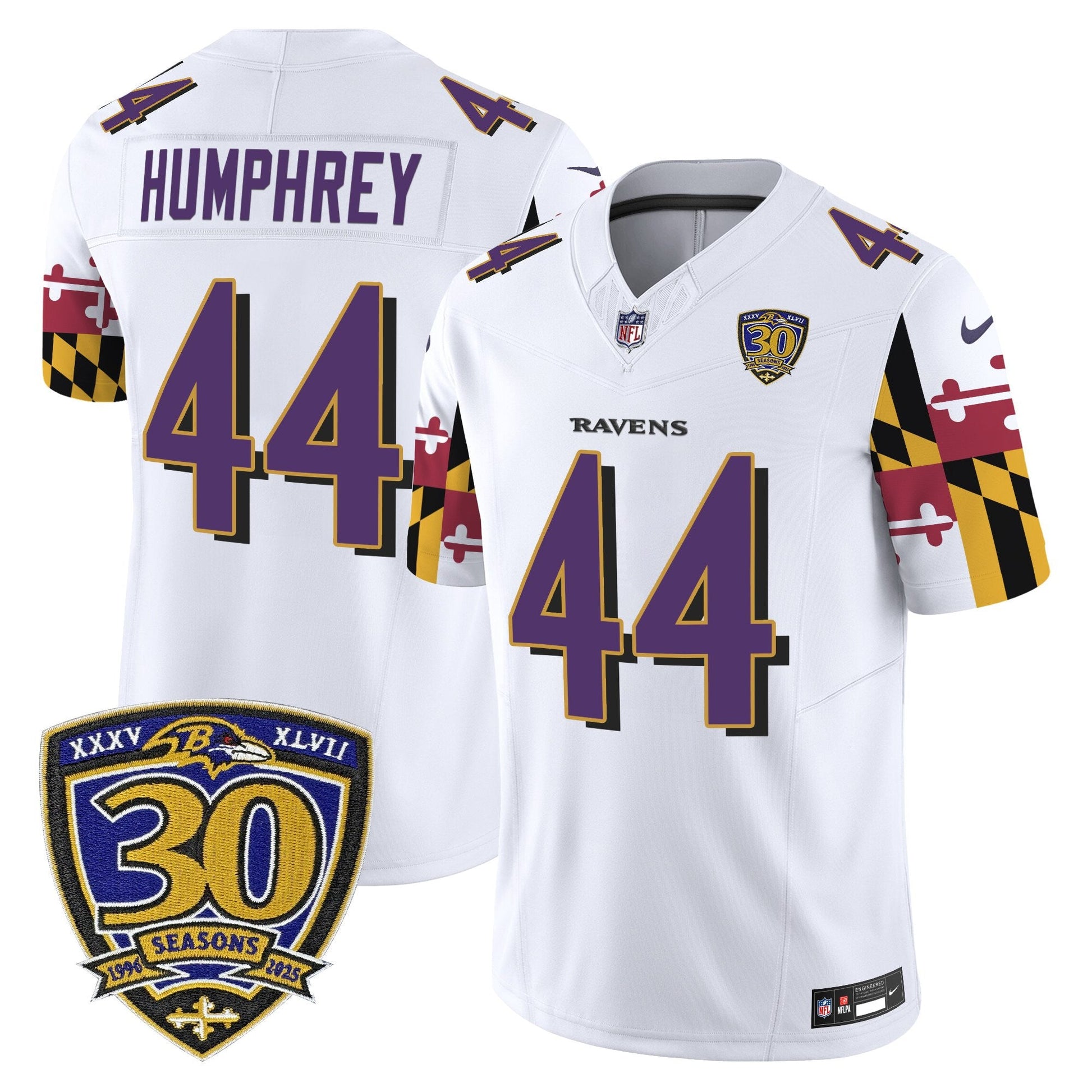 Men's Baltimore Ravens 'Maryland Flag Edition' Vapor Limited Jersey - 30th Anniversary Patch - All Stitched