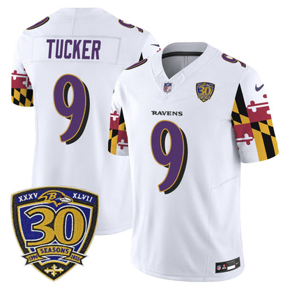 Men's Baltimore Ravens 'Maryland Flag Edition' Vapor Limited Jersey - 30th Anniversary Patch - All Stitched