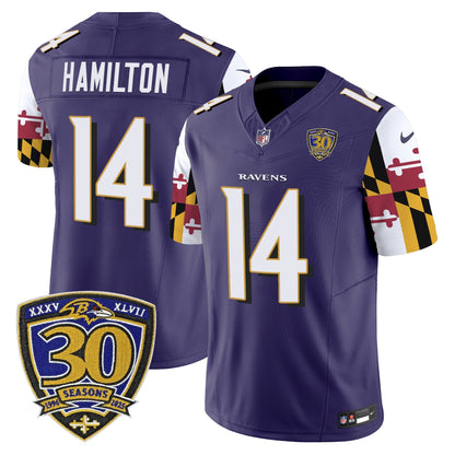 Men's Baltimore Ravens 'Maryland Flag Edition' Vapor Limited Jersey - 30th Anniversary Patch - All Stitched