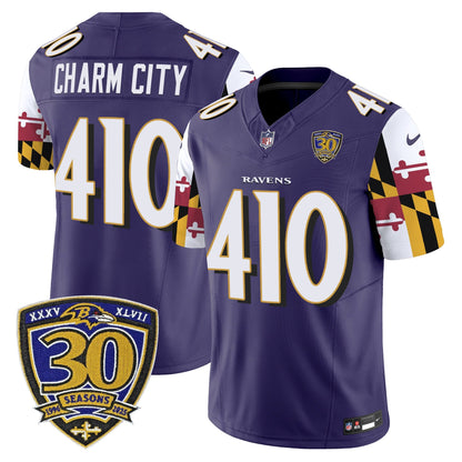 Men's Baltimore Ravens 'Maryland Flag Edition' Vapor Limited Jersey - 30th Anniversary Patch - All Stitched
