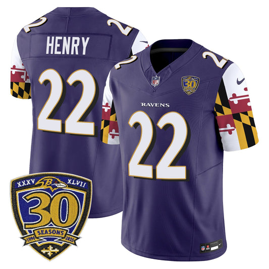 Men's Baltimore Ravens 'Maryland Flag Edition' Vapor Limited Jersey - 30th Anniversary Patch - All Stitched