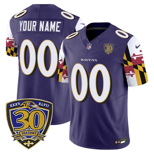 Baltimore Ravens 'Maryland Flag Edition' Vapor Limited Custom Jersey - 30th Anniversary Patch - All Stitched