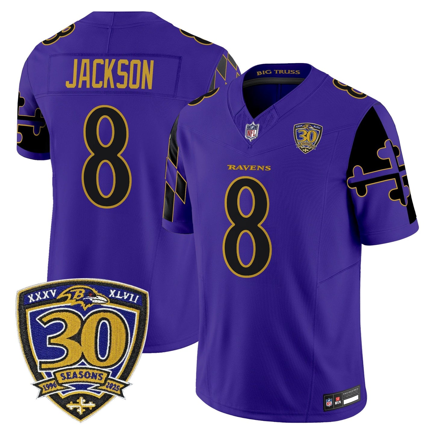 Men's Baltimore Ravens 'Maryland Flag Edition' Vapor Limited Jersey - All Stitched