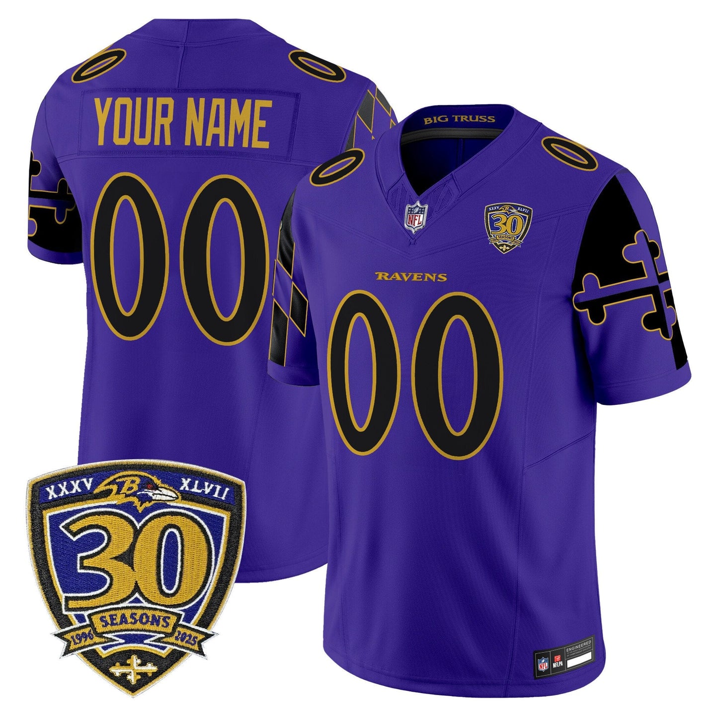 Baltimore Ravens 'Maryland Flag Edition' Vapor Limited Custom Jersey - All Stitched