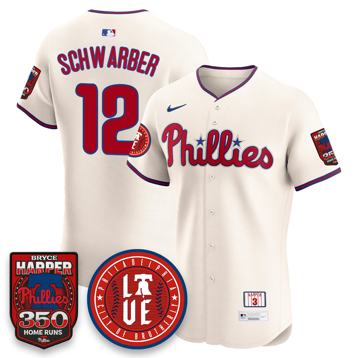 Men's Bryce Harper Philadelphia Phillies 350 Home Runs Jersey - All Stitched
