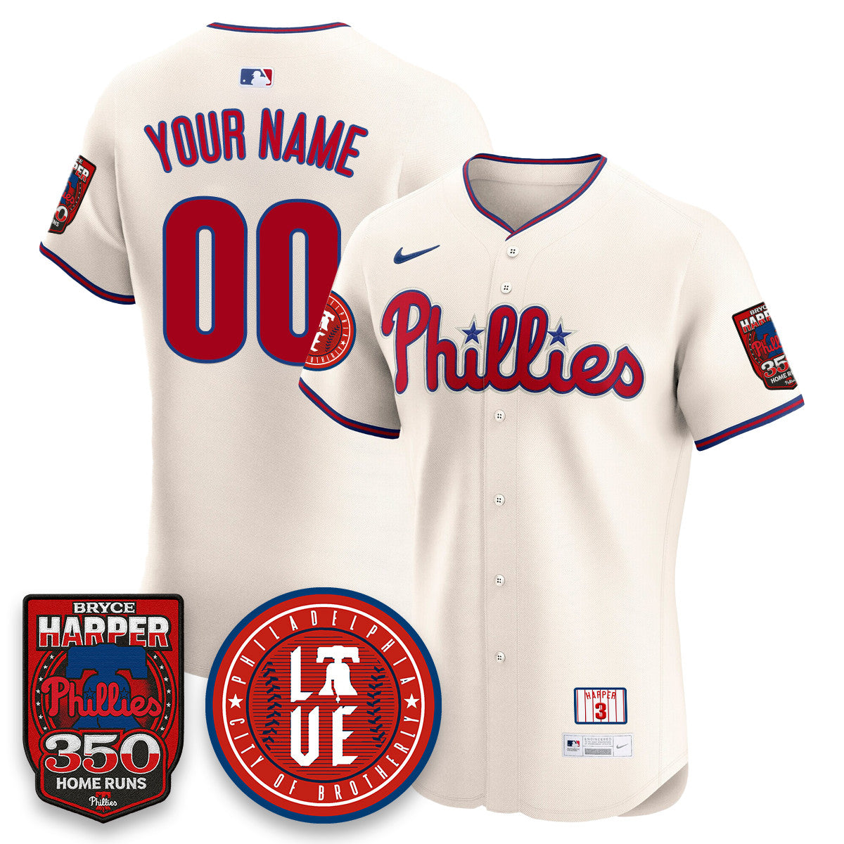 Men's Bryce Harper Philadelphia Phillies 350 Home Runs Jersey - All Stitched