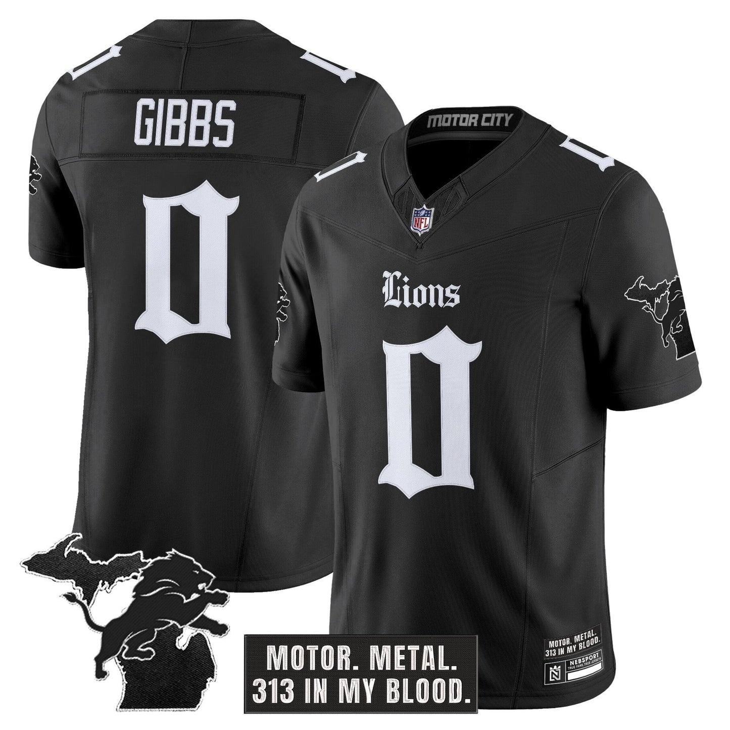 Men's Detroit Lions 'Gothic Motor Grit Edition' Vapor Limited Jersey - All Stitched