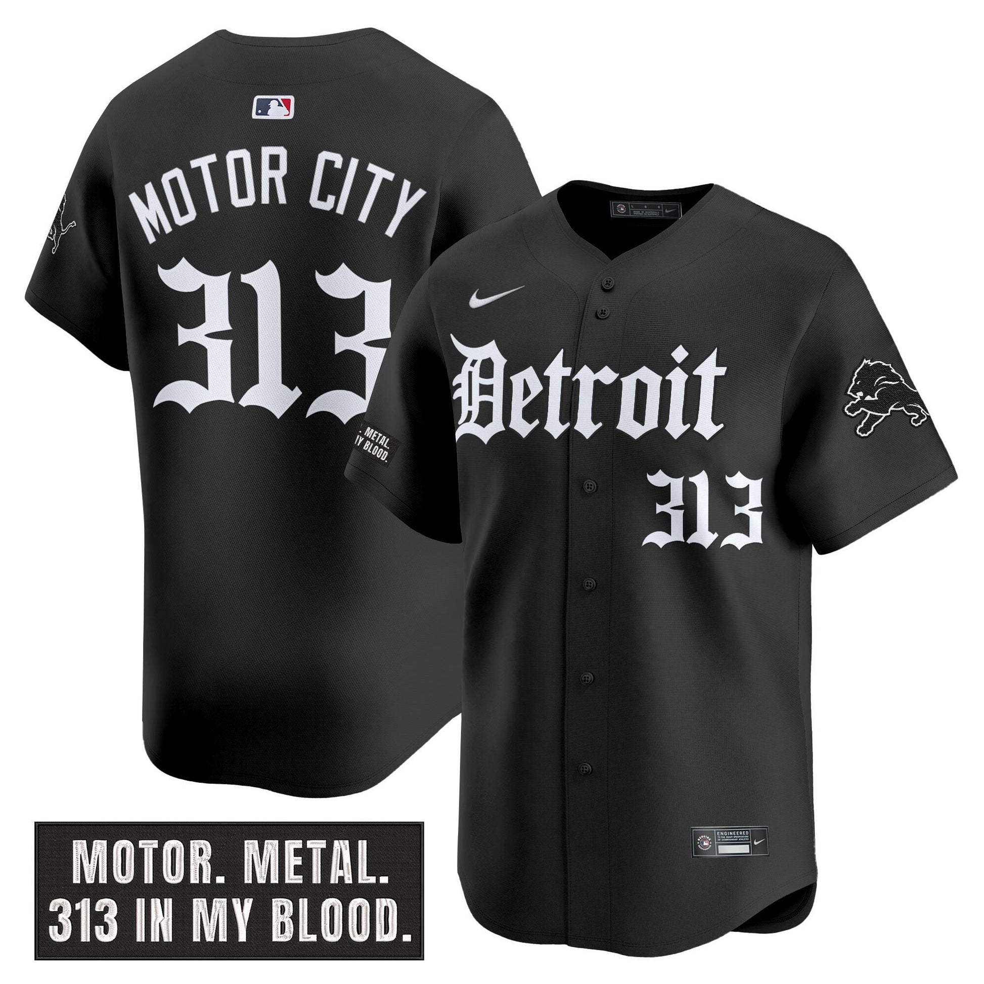 Men's Detroit Lions 'Motor Gothic Edition' Vapor Premier Limited Jersey - All Stitched
