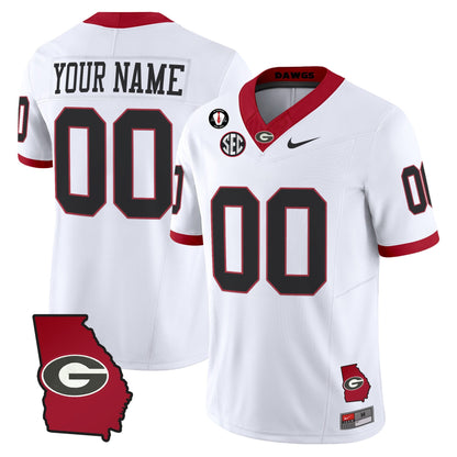 Georgia Bulldogs 2025 Georgia Map & Vince Dooley Patch Vapor Limited Custom Jersey - All Stitched