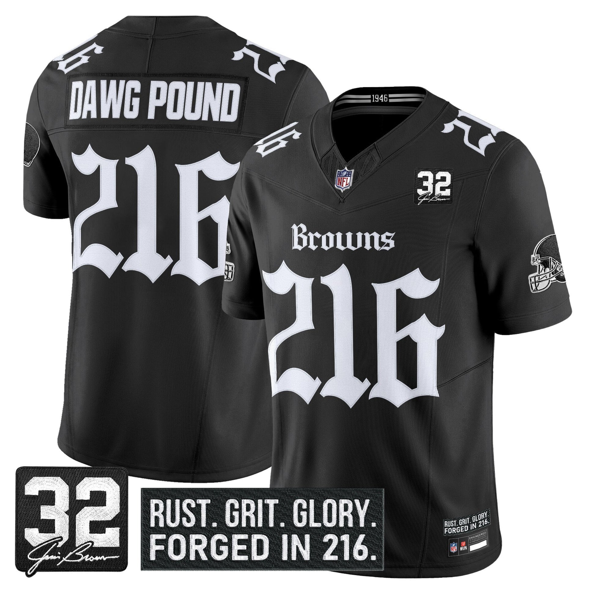Men's Cleveland Browns 'Gothic Dawg Shadows Drop' Vapor Limited Jersey - All Stitched