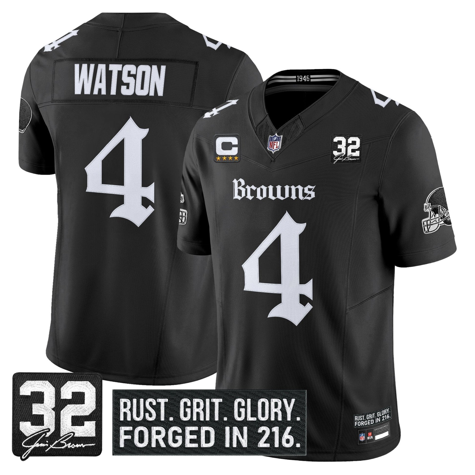 Men's Cleveland Browns 'Gothic Dawg Shadows Drop' Vapor Limited Jersey - All Stitched