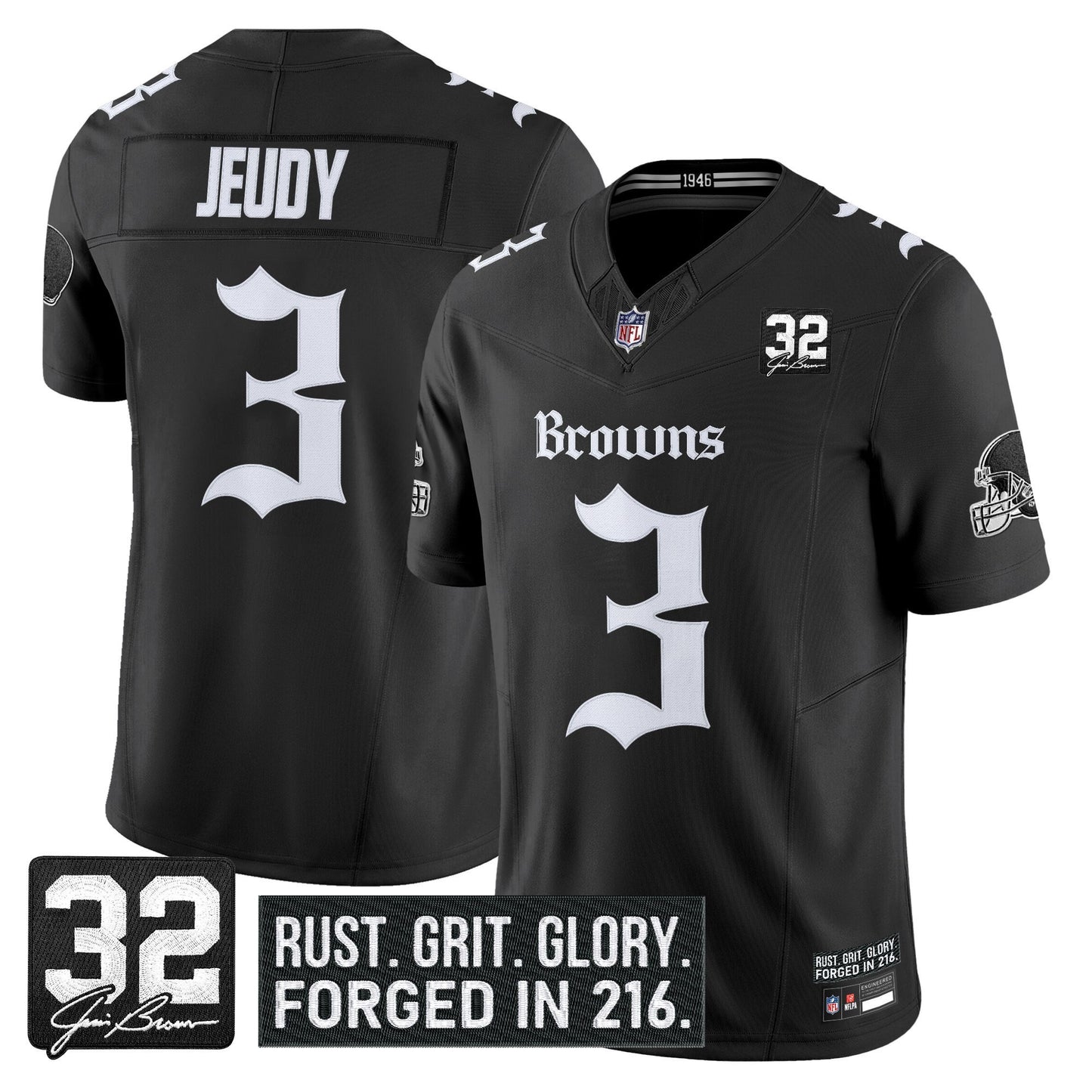 Men's Cleveland Browns 'Gothic Dawg Shadows Drop' Vapor Limited Jersey - All Stitched