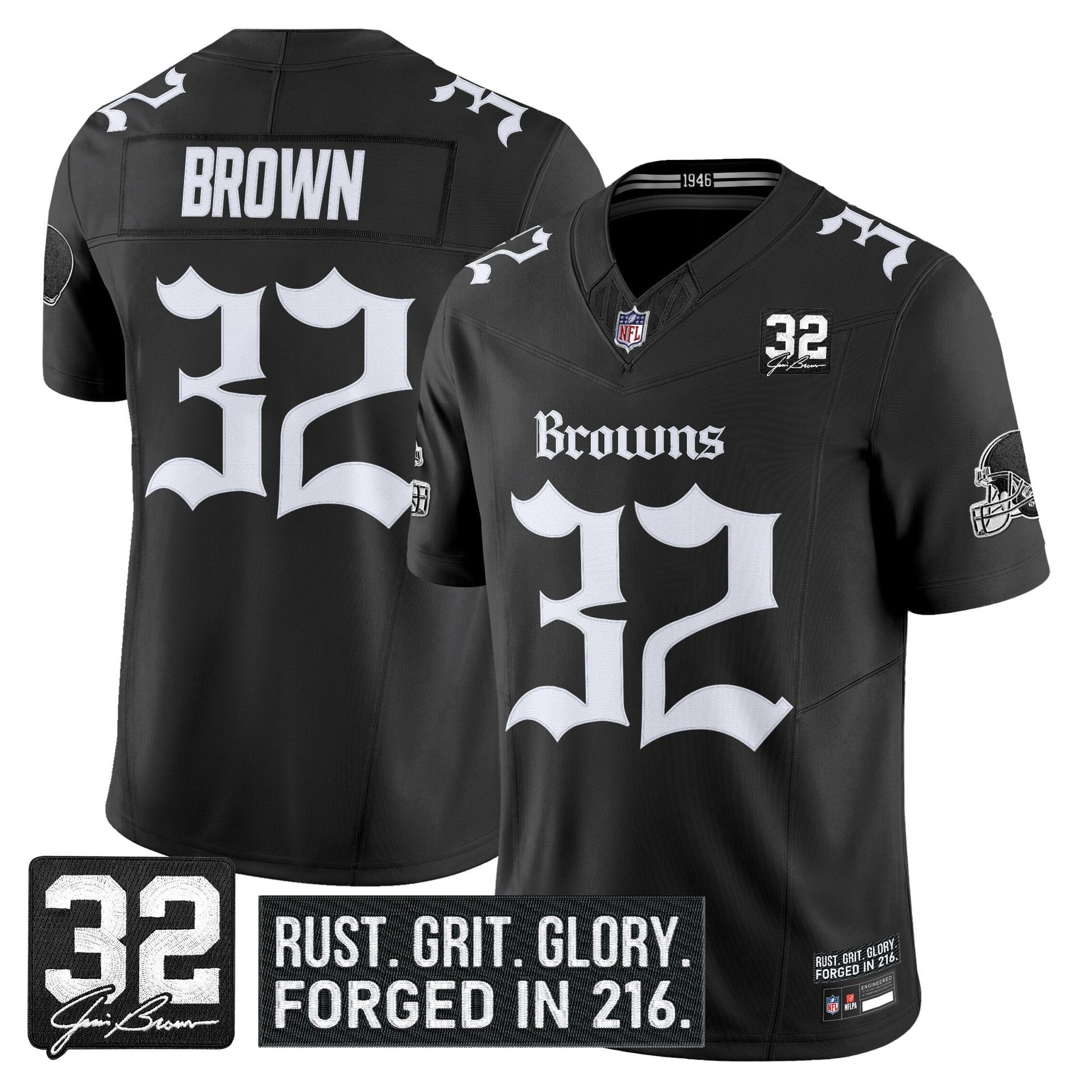 Men's Cleveland Browns 'Gothic Dawg Shadows Drop' Vapor Limited Jersey - All Stitched