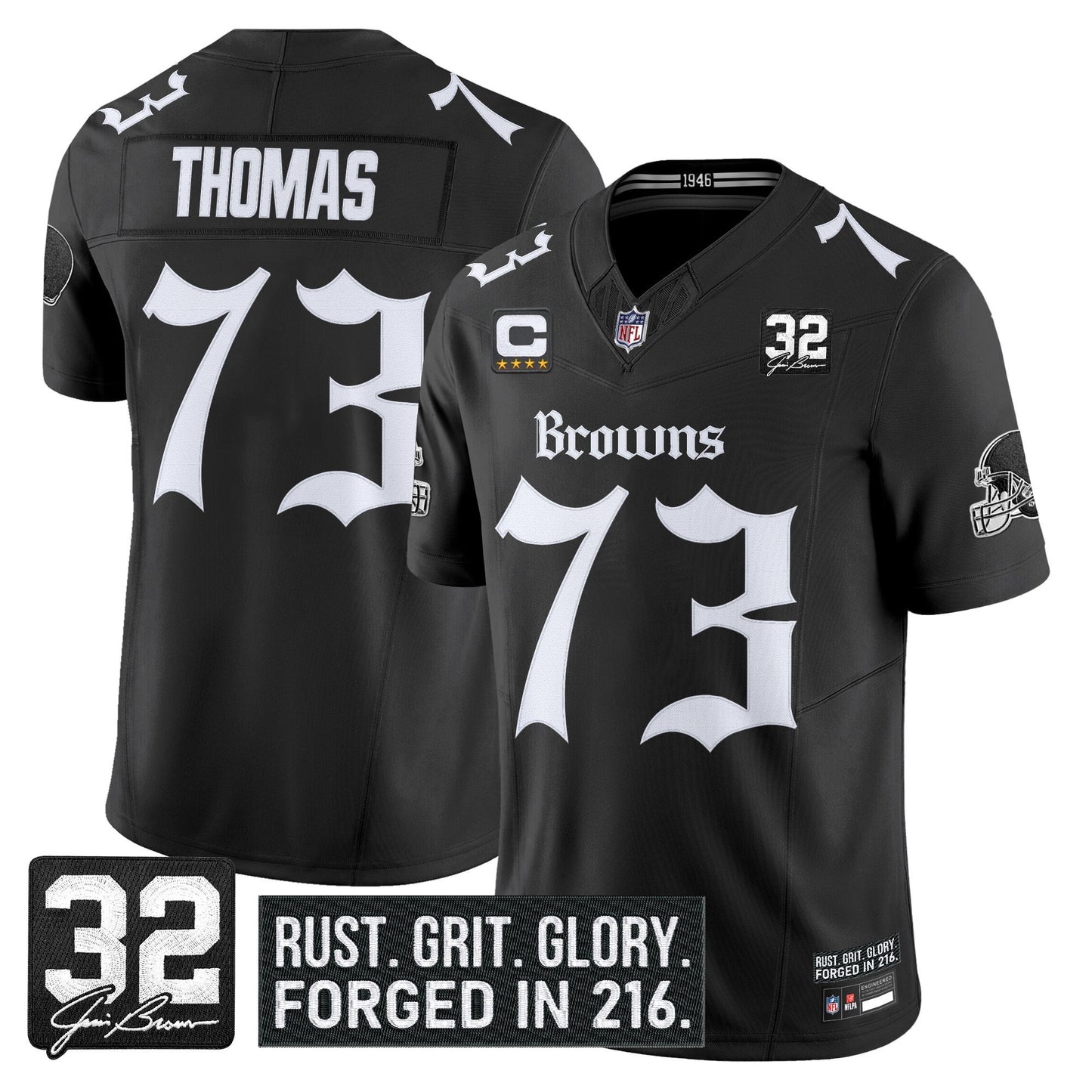 Men's Cleveland Browns 'Gothic Dawg Shadows Drop' Vapor Limited Jersey - All Stitched