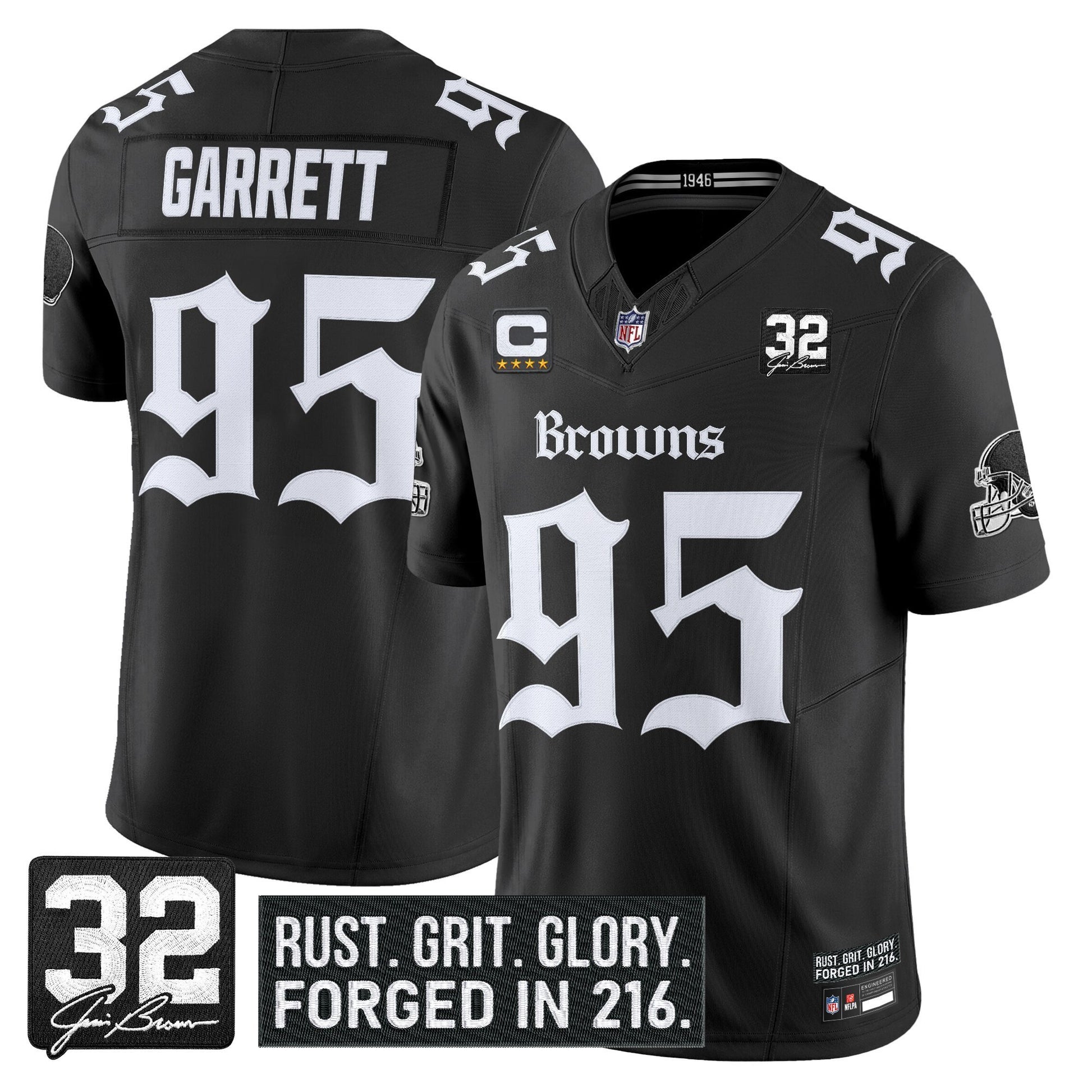 Men's Cleveland Browns 'Gothic Dawg Shadows Drop' Vapor Limited Jersey - All Stitched
