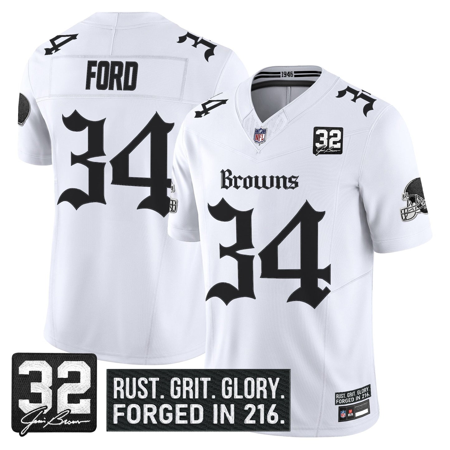 Men's Cleveland Browns 'Gothic Dawg Shadows Drop' Vapor Limited Jersey - All Stitched