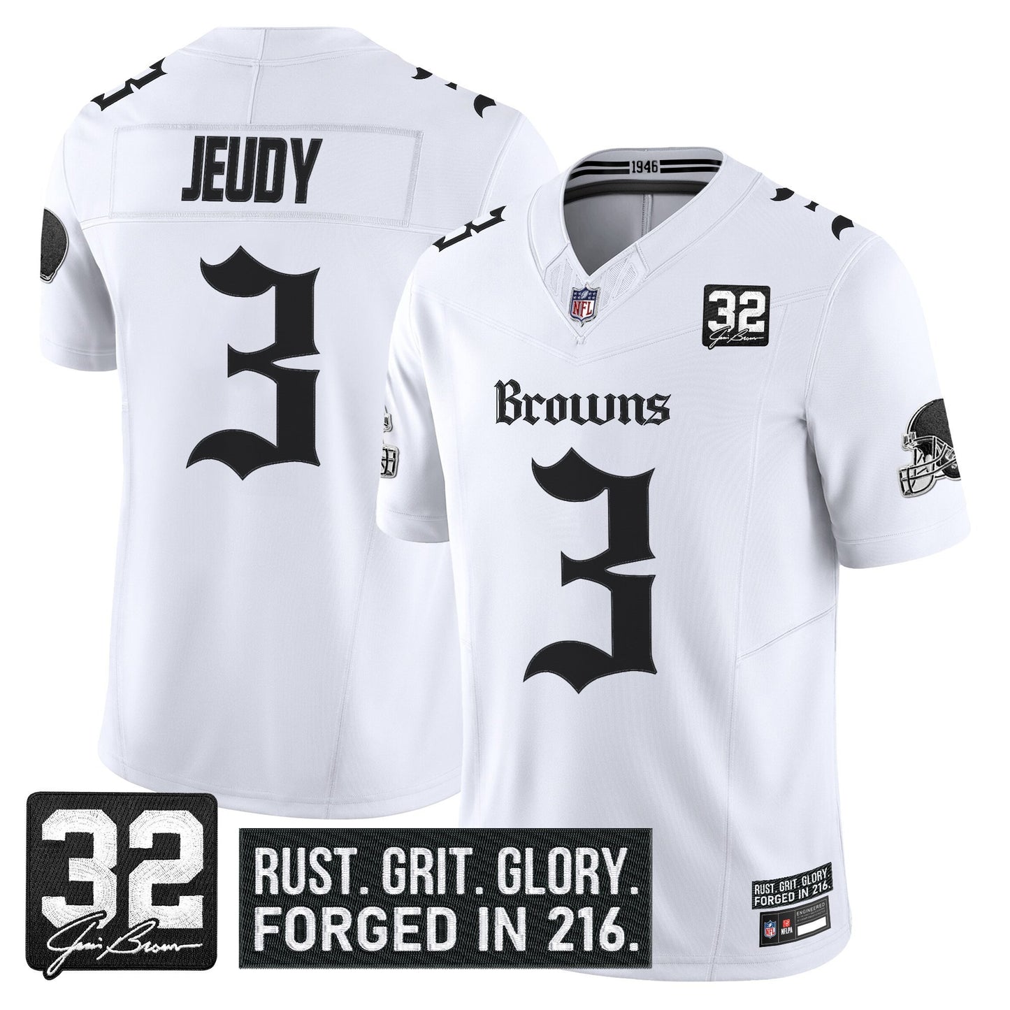 Men's Cleveland Browns 'Gothic Dawg Shadows Drop' Vapor Limited Jersey - All Stitched