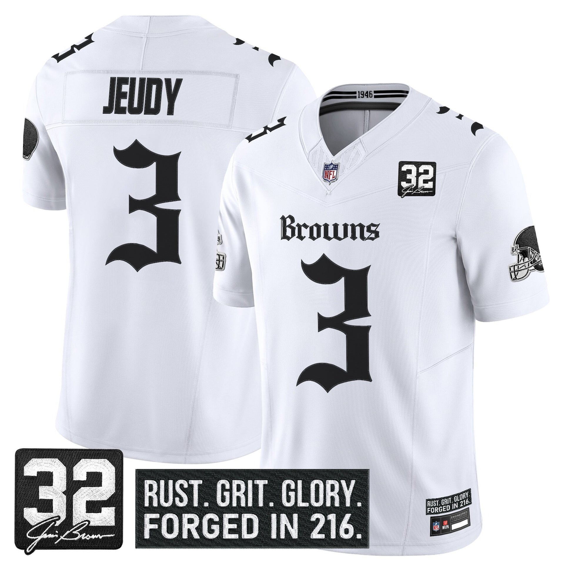 Men's Cleveland Browns 'Gothic Dawg Shadows Drop' Vapor Limited Jersey - All Stitched