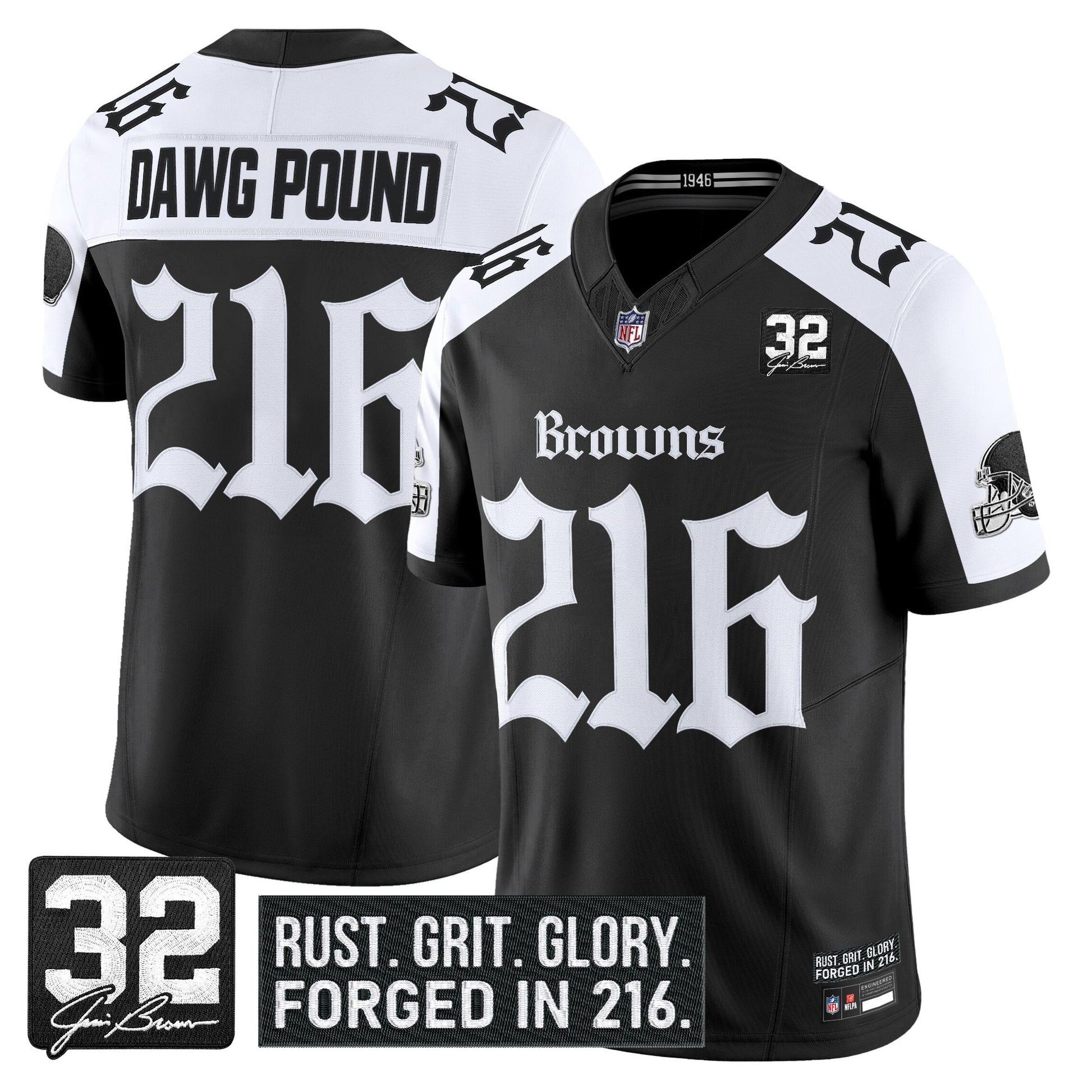 Men's Cleveland Browns 'Gothic Dawg Shadows Drop' Vapor Limited Jersey - All Stitched