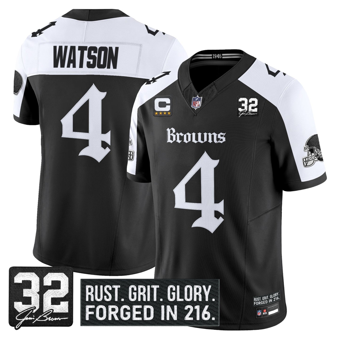 Men's Cleveland Browns 'Gothic Dawg Shadows Drop' Vapor Limited Jersey - All Stitched