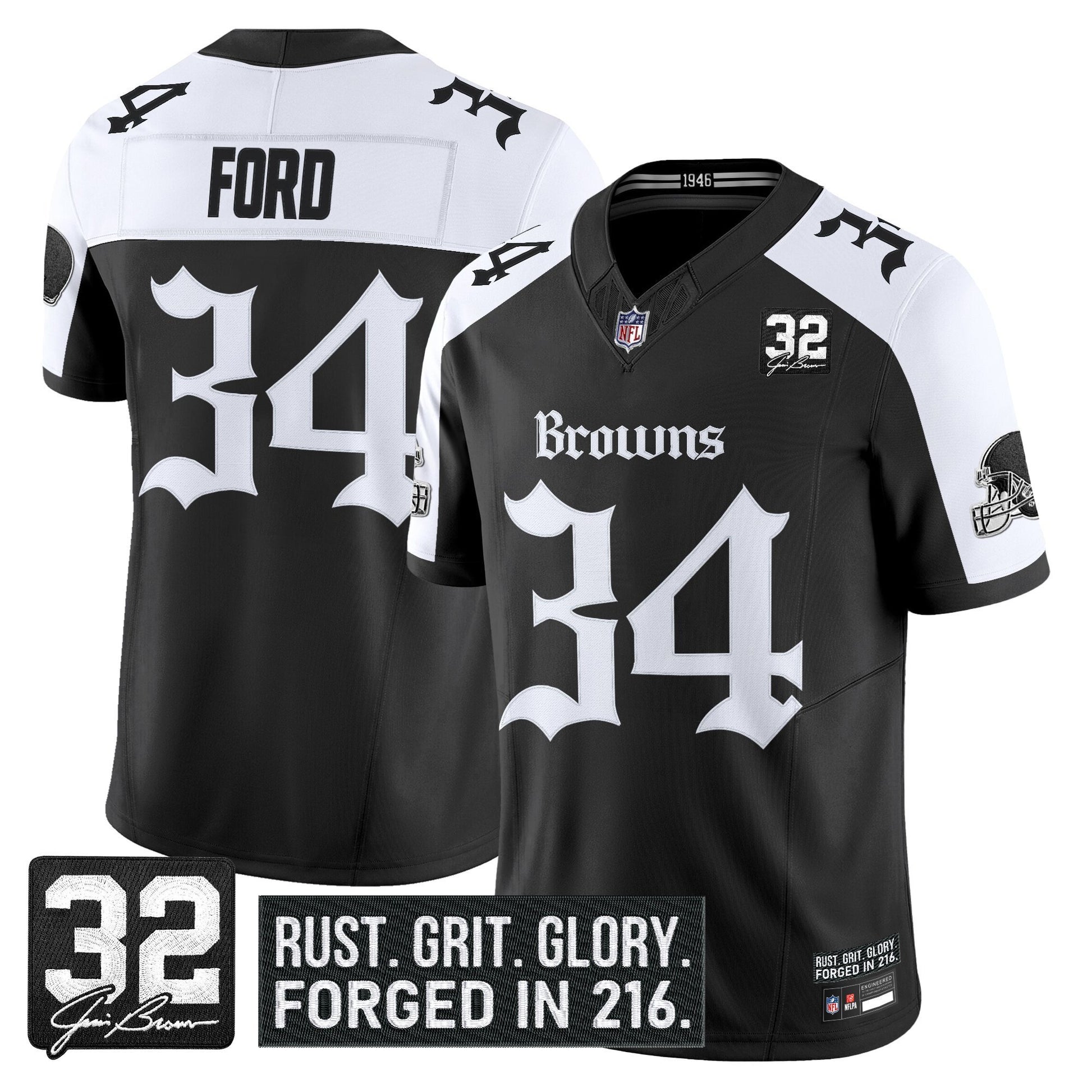 Men's Cleveland Browns 'Gothic Dawg Shadows Drop' Vapor Limited Jersey - All Stitched