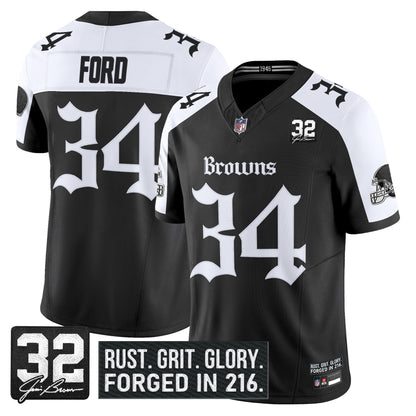 Men's Cleveland Browns 'Gothic Dawg Shadows Drop' Vapor Limited Jersey - All Stitched