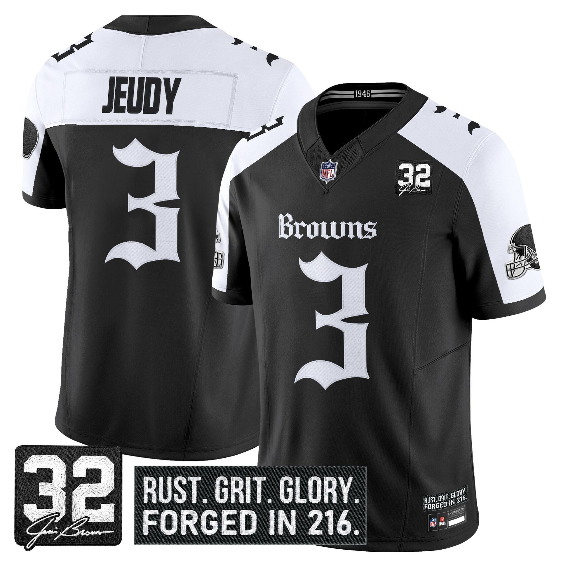 Men's Cleveland Browns 'Gothic Dawg Shadows Drop' Vapor Limited Jersey - All Stitched