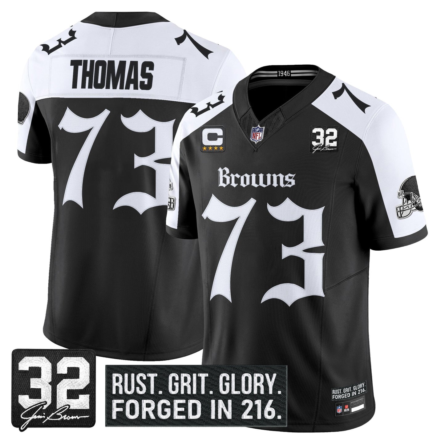 Men's Cleveland Browns 'Gothic Dawg Shadows Drop' Vapor Limited Jersey - All Stitched