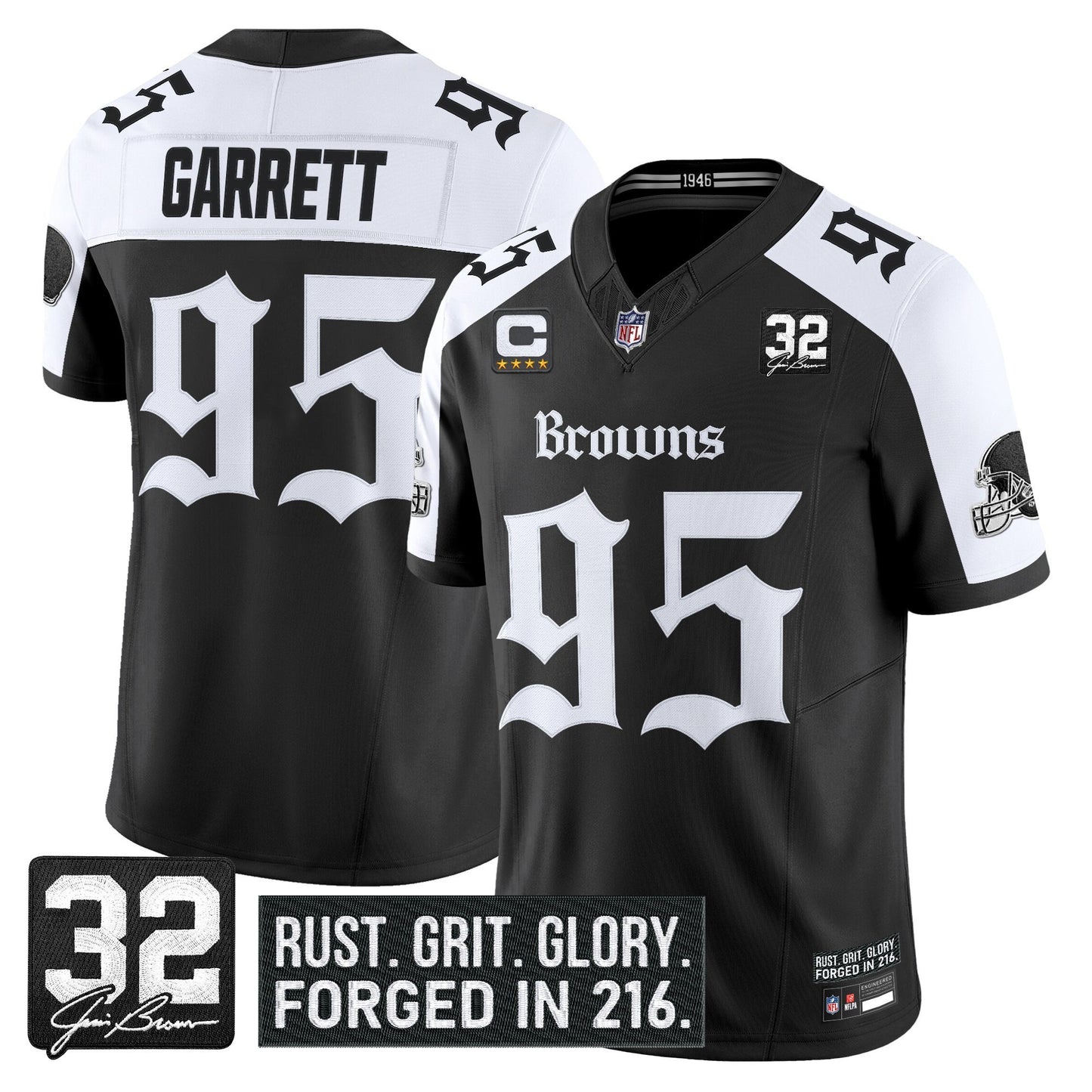 Men's Cleveland Browns 'Gothic Dawg Shadows Drop' Vapor Limited Jersey - All Stitched