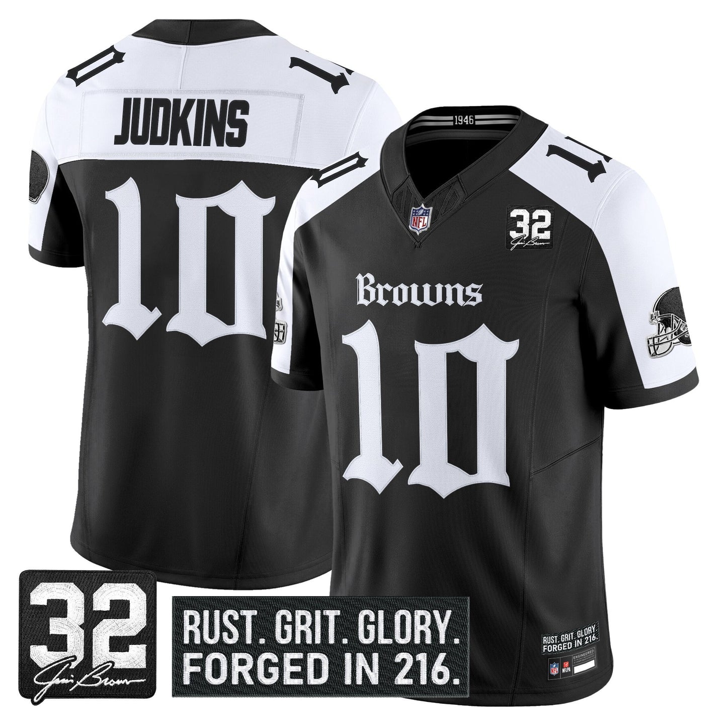 Men's Cleveland Browns 'Gothic Dawg Shadows Drop' Vapor Limited Jersey - All Stitched