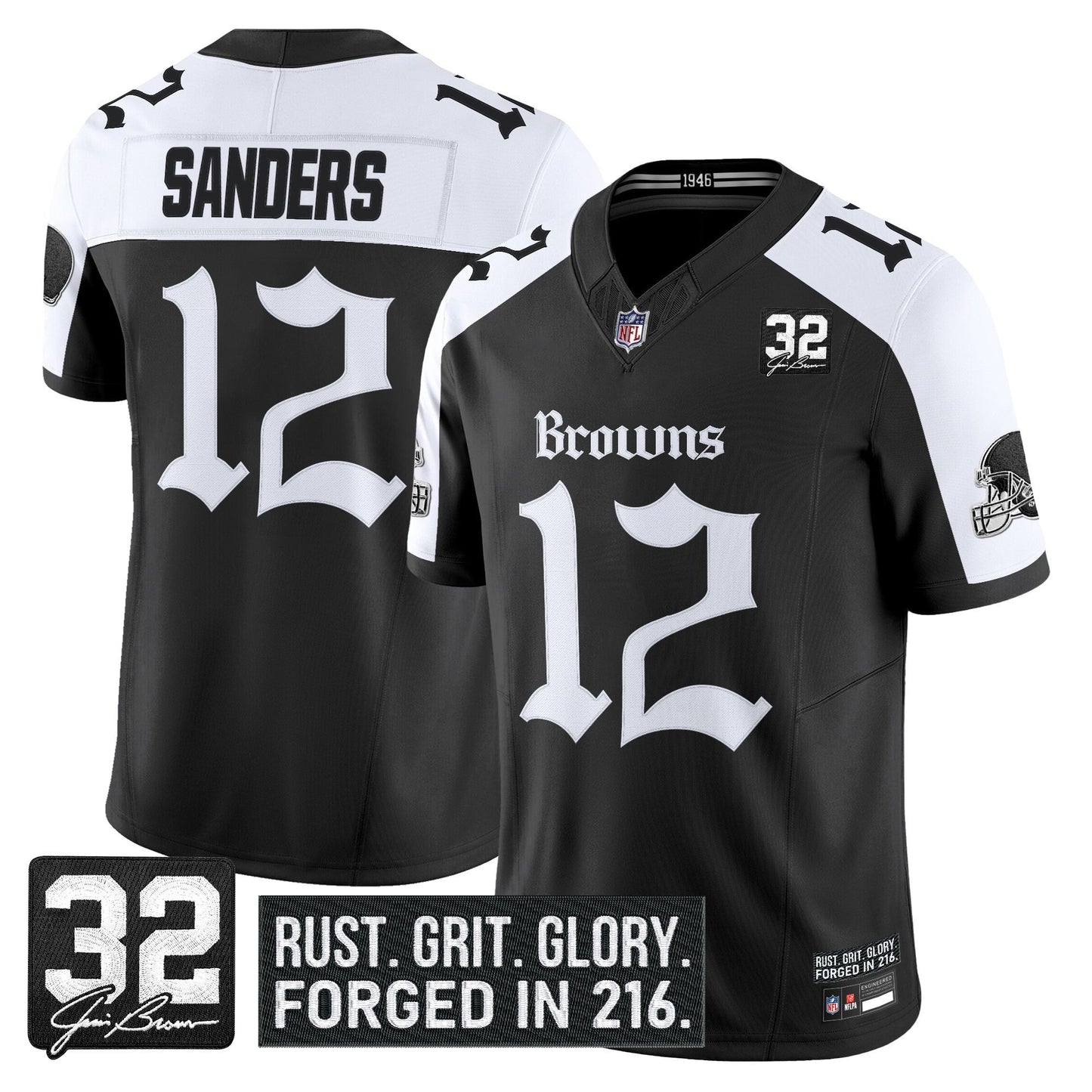 Men's Cleveland Browns 'Gothic Dawg Shadows Drop' Vapor Limited Jersey - All Stitched