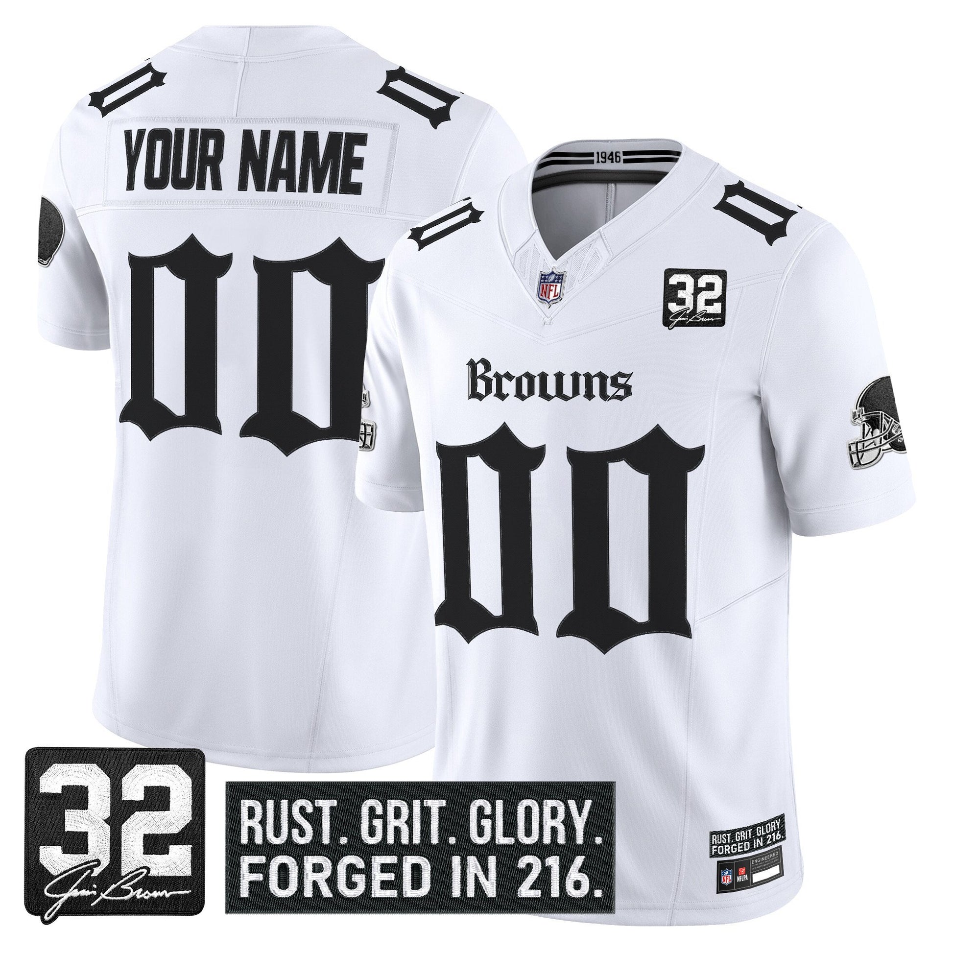 Cleveland Browns 'Gothic Dawg Shadows Drop' Vapor Limited Custom Jersey - All Stitched