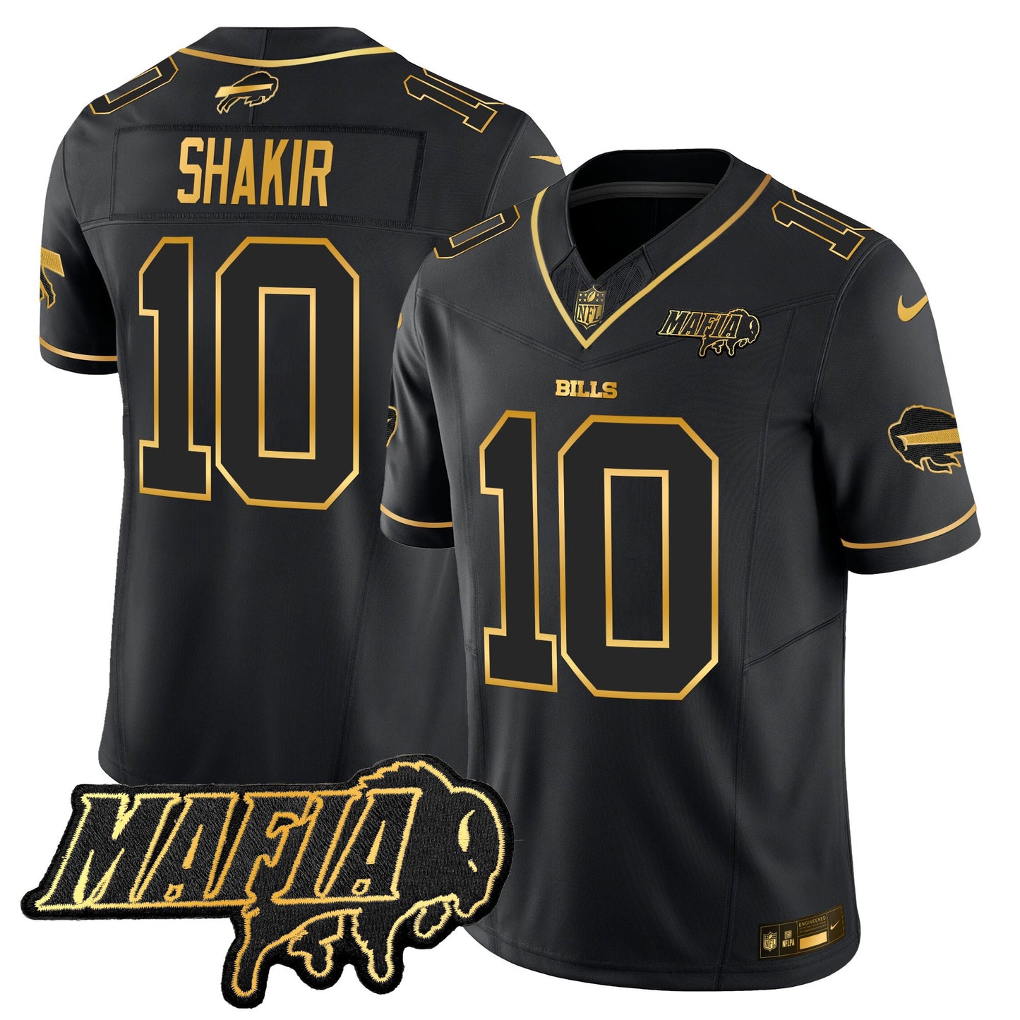 Men's Buffalo Bills 2025 Bills Mafia Patch Gold Vapor Limited Jersey - All Stitched