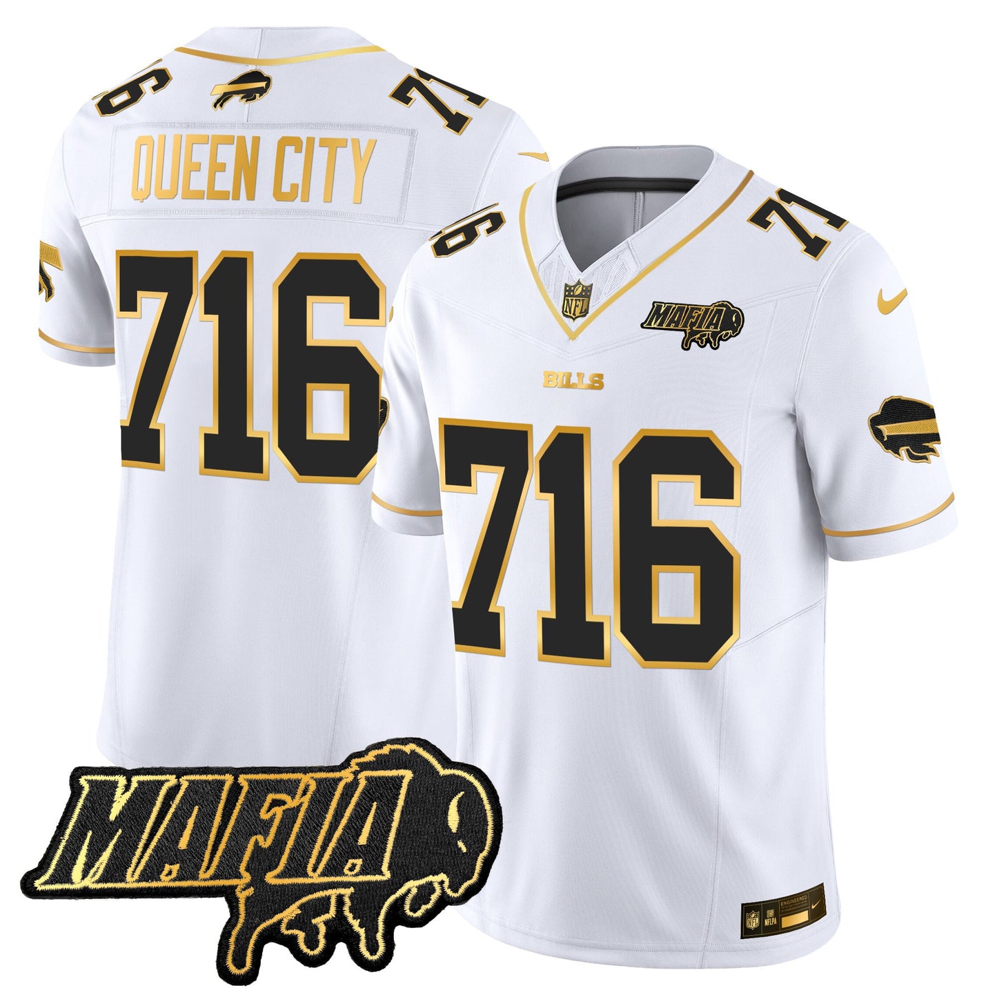Men's Buffalo Bills 2025 Bills Mafia Patch Gold Vapor Limited Jersey - All Stitched
