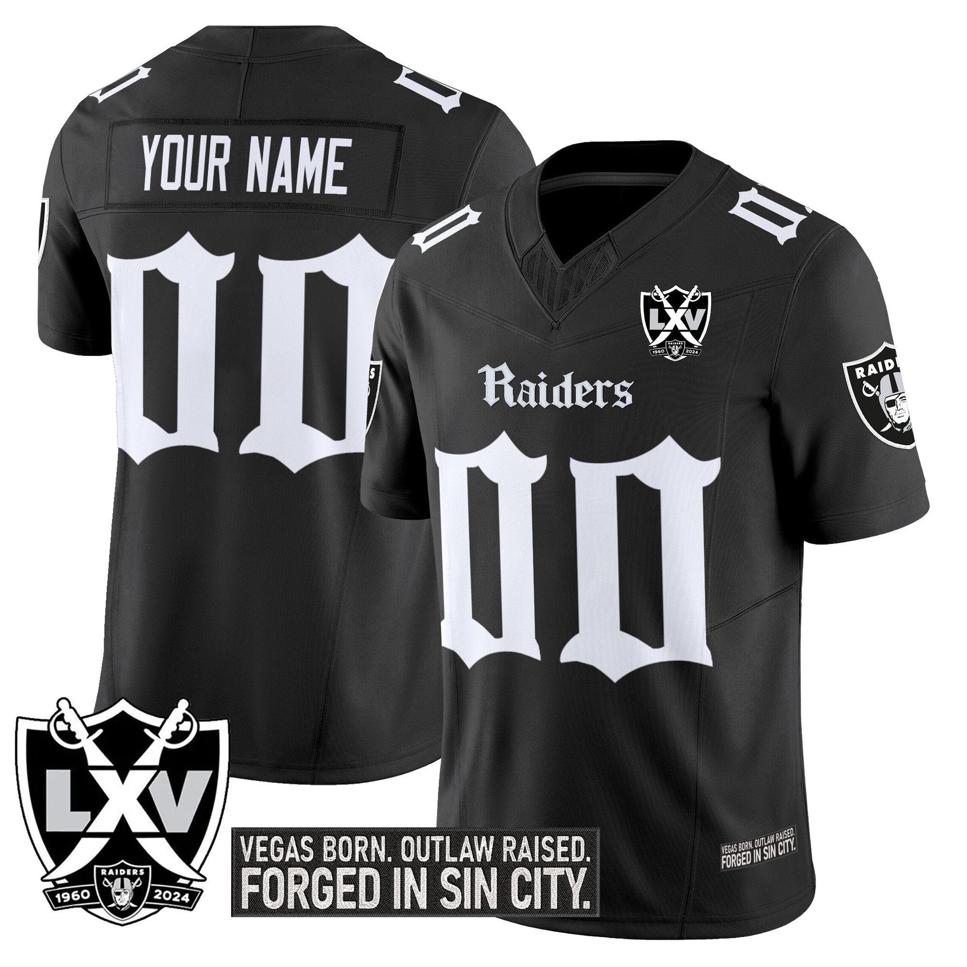 Las Vegas Raiders 'Gothic Sin City Shadows Edition' Vapor Limited Custom Jersey V2 - All Stitched