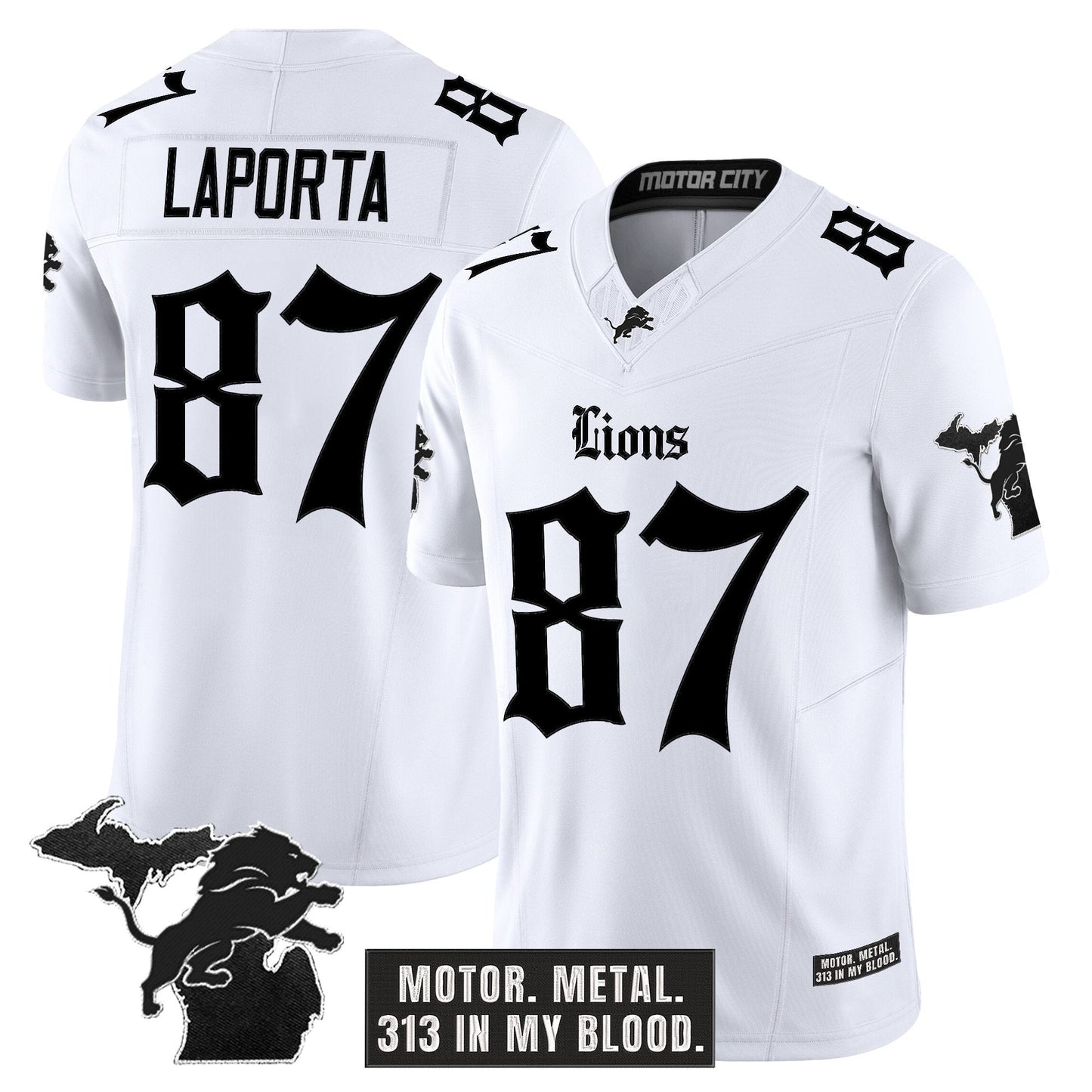 Men's Detroit Lions 'Gothic Motor Grit Edition' Vapor Limited Jersey V2 - All Stitched