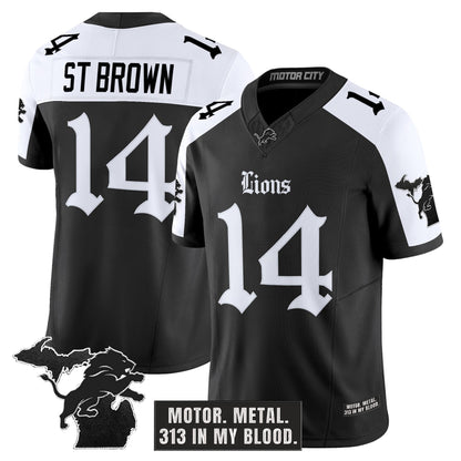 Men's Detroit Lions 'Gothic Motor Grit Edition' Vapor Limited Jersey V2 - All Stitched